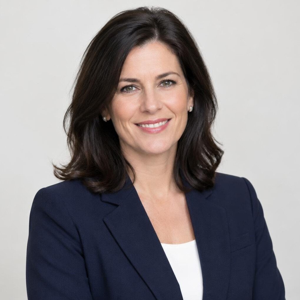 Professional portrait of a smiling businesswoman in a blazer
