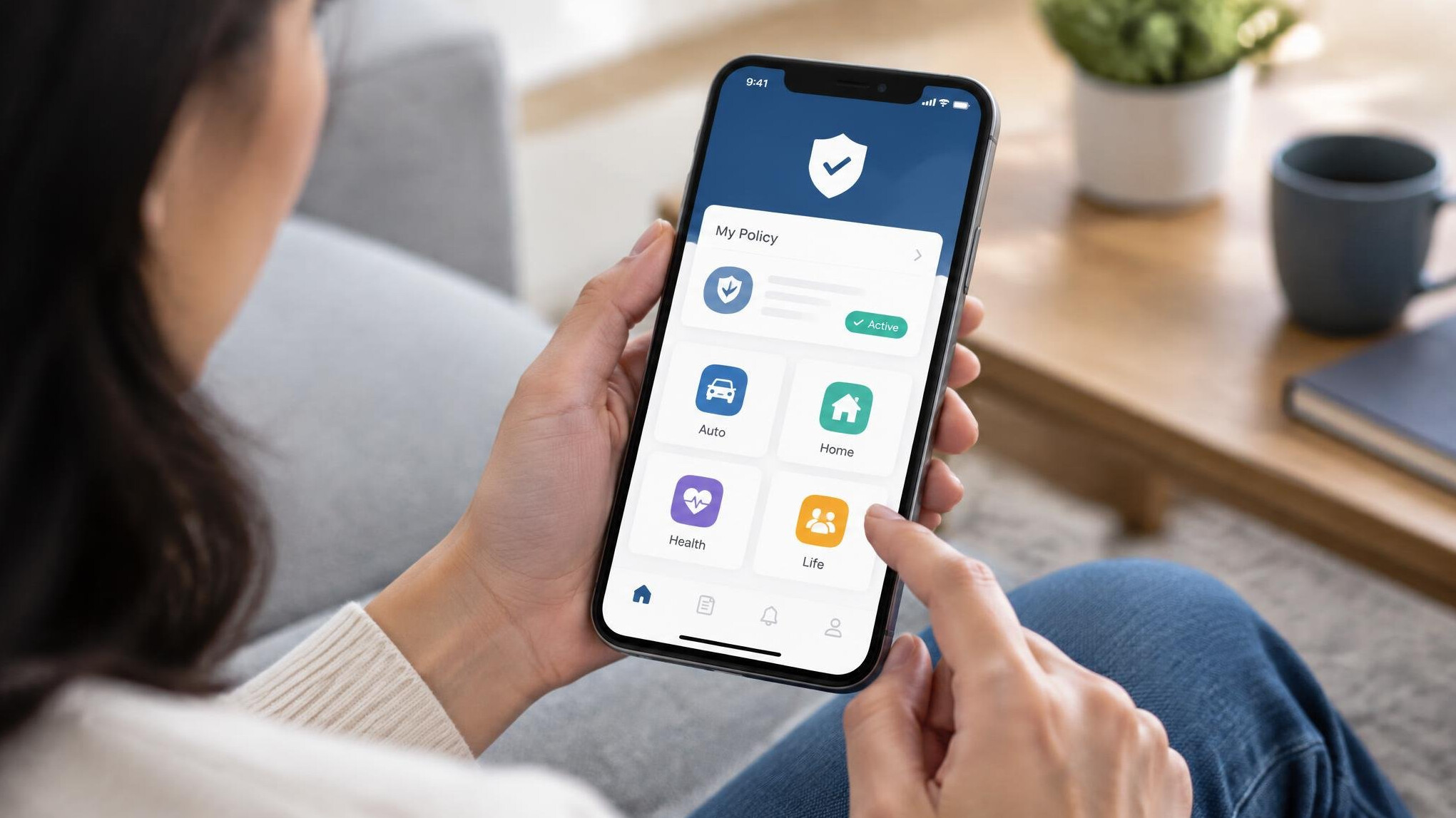 insurance app on smartphone